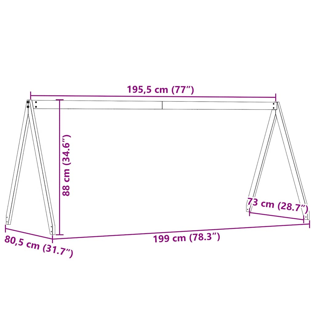 vidaXL Kids'Bed Roof White 199x80,5x88 cm Solid Wood Pine