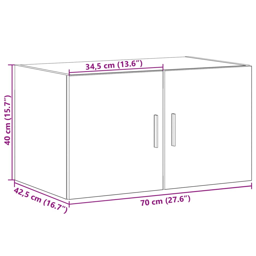 vidaXL Wall Cabinet Concrete Grey 70x42.5x40 cm Engineered Wood