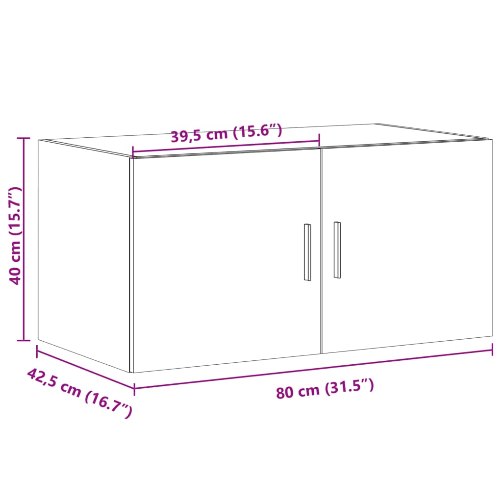 vidaXL Wall Cabinet White 80x42,5x40 cm Engineered Wood