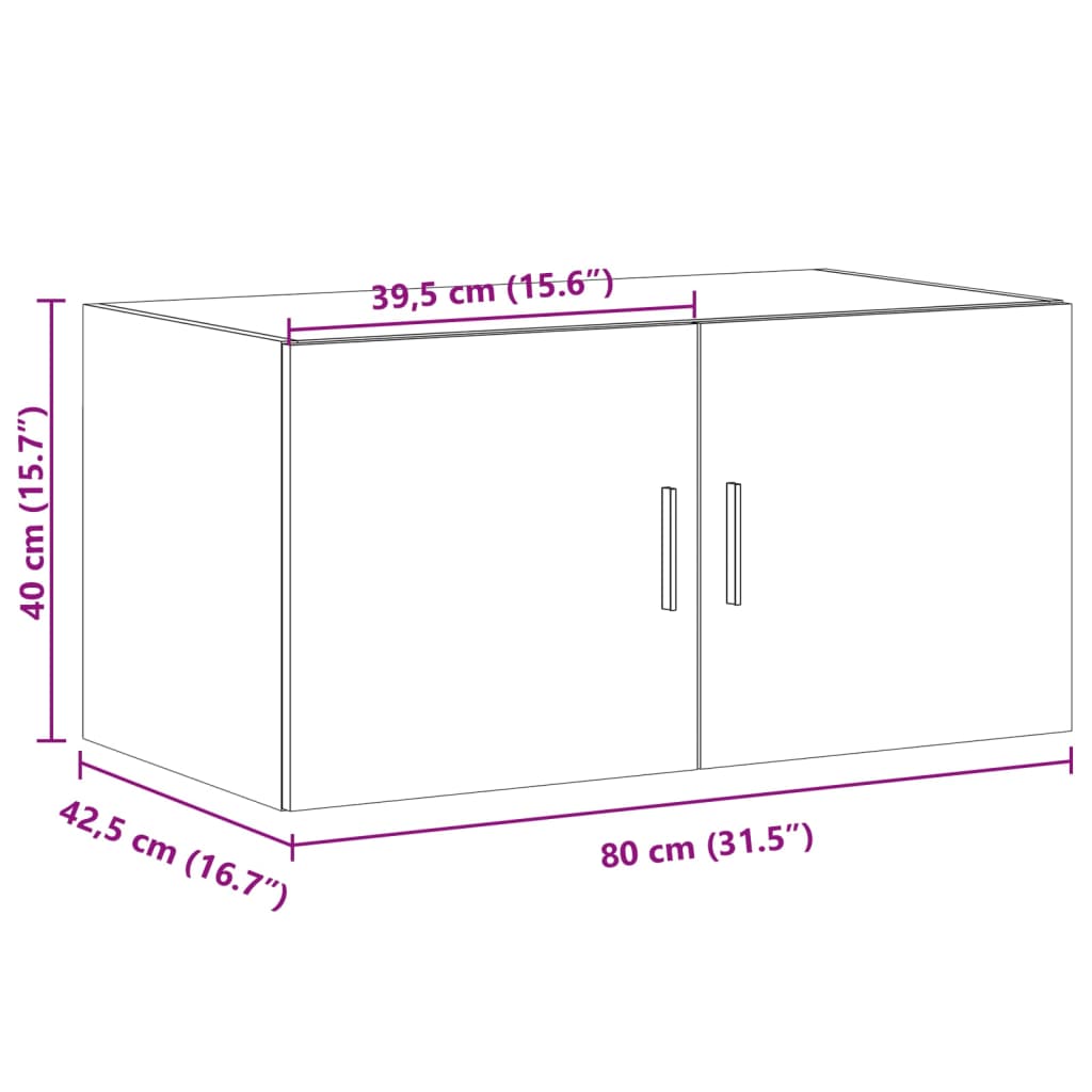 vidaXL Wall Cabinet Grey Sonoma 80x42,5x40 cm Engineered Wood