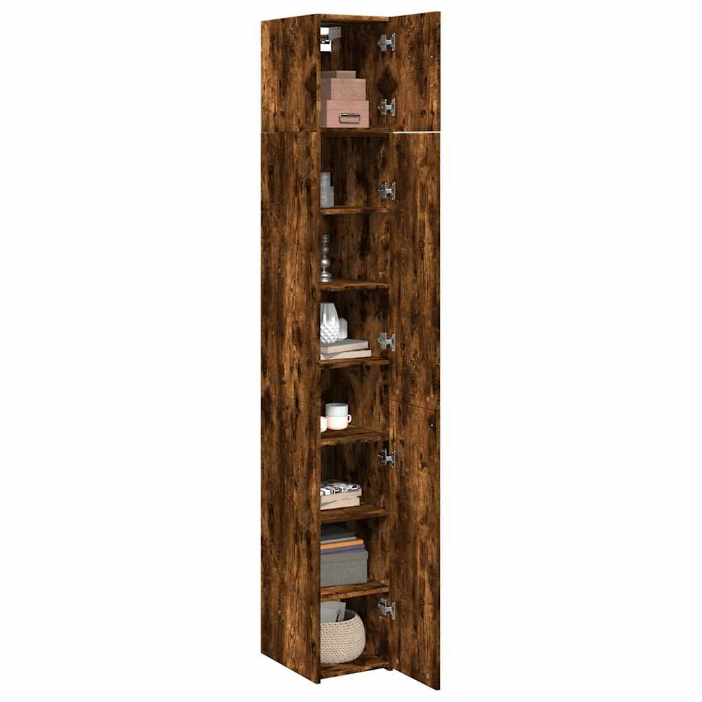 vidaXL Slim Storage Cabinet Smoked Oak 30x42,5x225 cm Engineered Wood