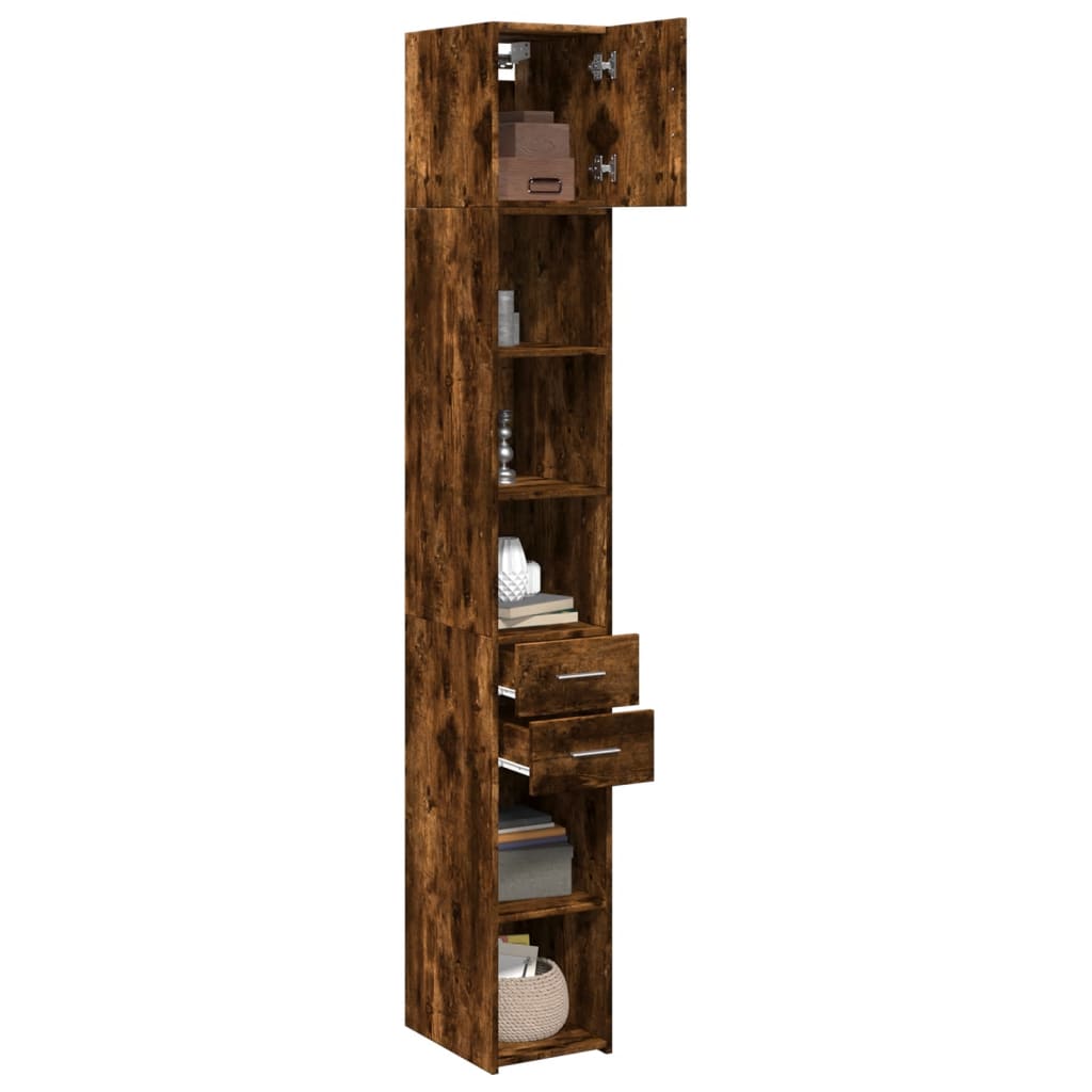 vidaXL Slim Storage Cabinet Smoked Oak 30x42,5x225 cm Engineered Wood