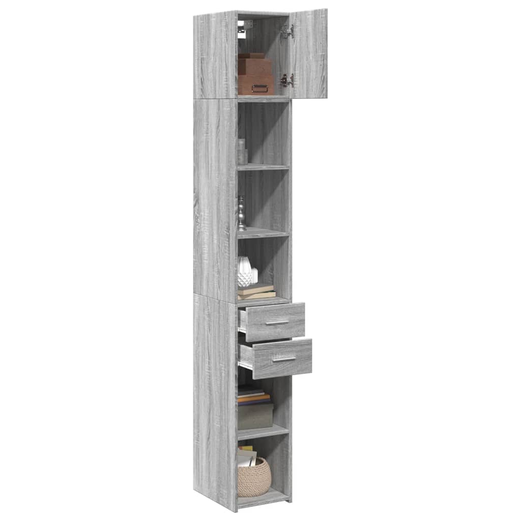 vidaXL Slim Storage Cabinet Grey Sonoma 30x42,5x225 cm Engineered Wood