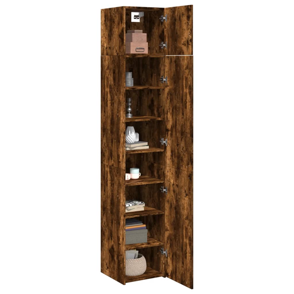 vidaXL Slim Storage Cabinet Smoked Oak 40x42,5x225 cm Engineered Wood