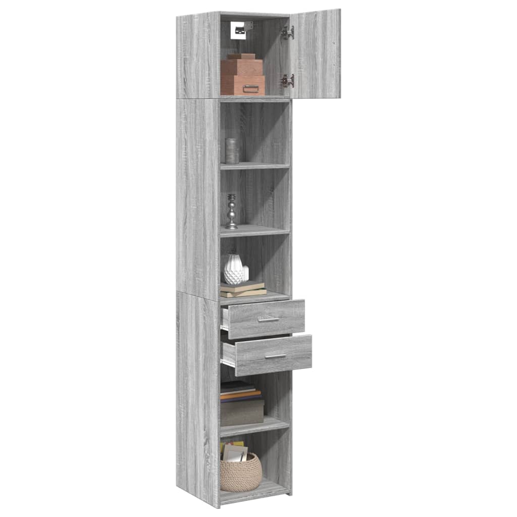 vidaXL Slim Storage Cabinet Grey Sonoma 40x42,5x225 cm Engineered Wood