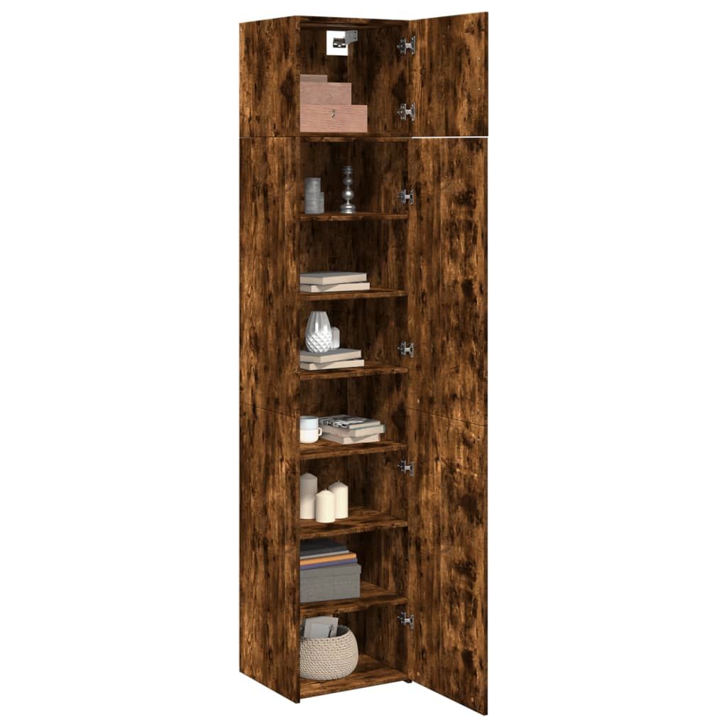 vidaXL Slim Storage Cabinet Smoked Oak 45x42,5x225 cm Engineered Wood