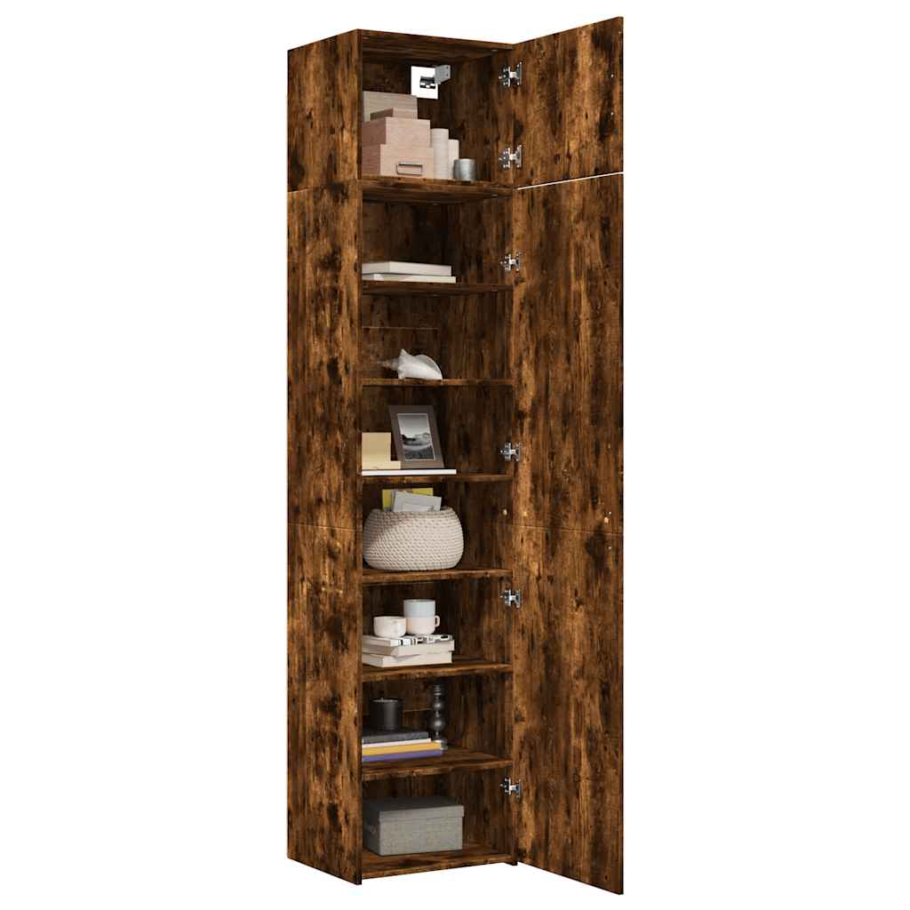vidaXL Slim Storage Cabinet Smoked Oak 50x42,5x225 cm Engineered Wood