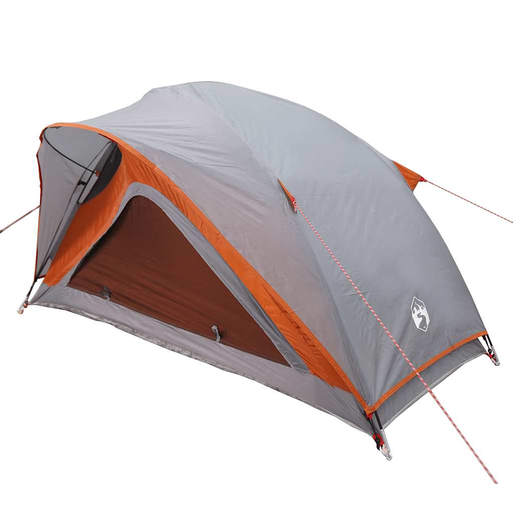 vidaXL Camping Tent 1-Person Grey and Orange Waterproof
