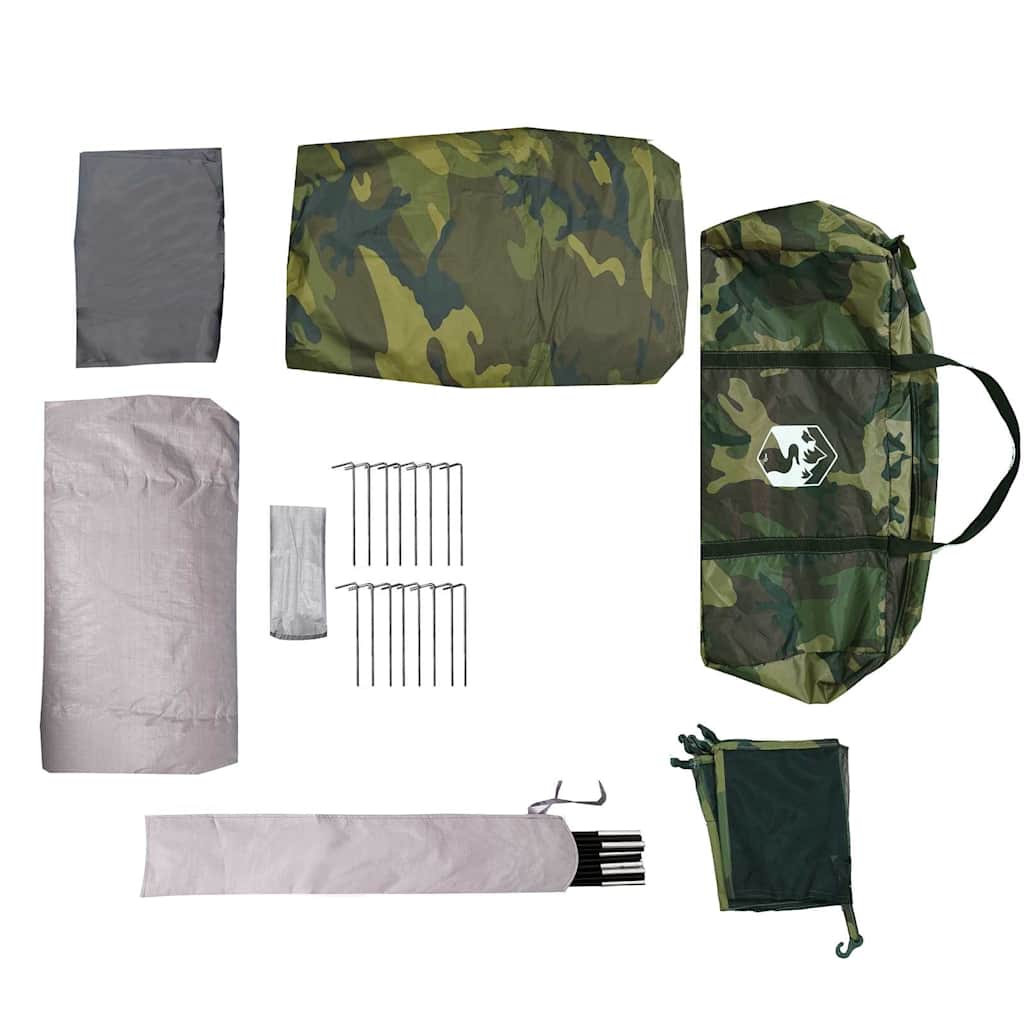 vidaXL Family Tent Tunnel 6-Person Camouflage Water-resistant