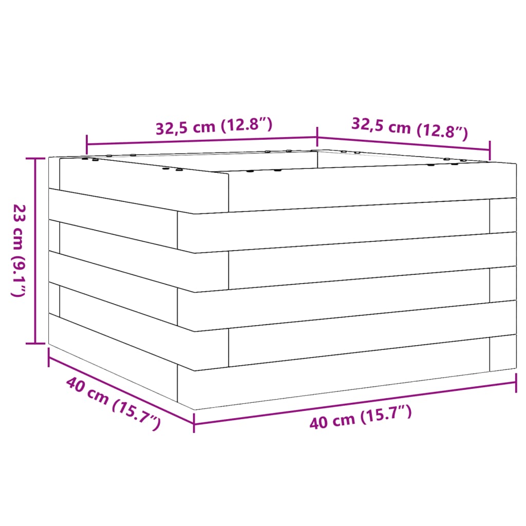 vidaXL Garden Planter White 40x40x23 cm Solid Wood Pine