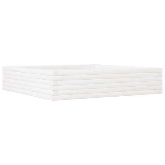 vidaXL Garden Planter White 110x110x23 cm Solid Wood Pine