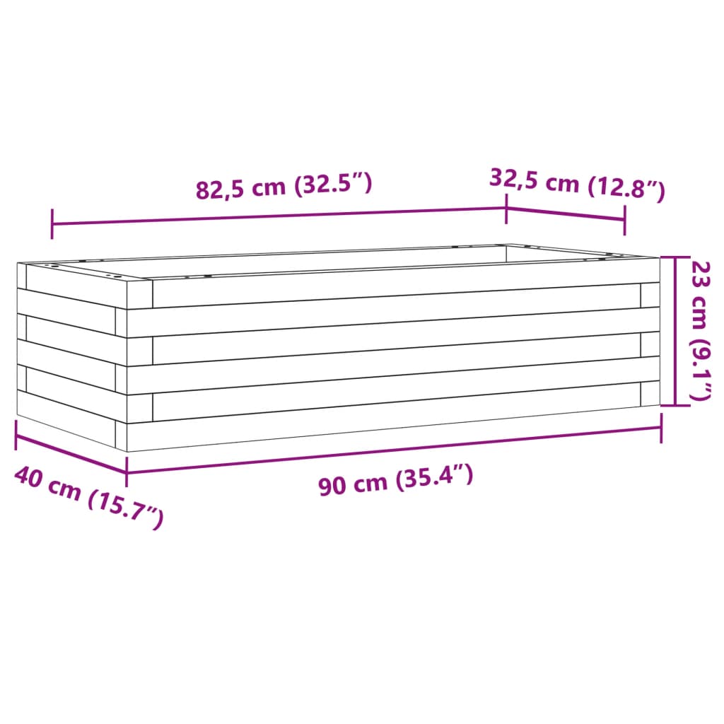 vidaXL Garden Planter Wax Brown 90x40x23 cm Solid Wood Pine