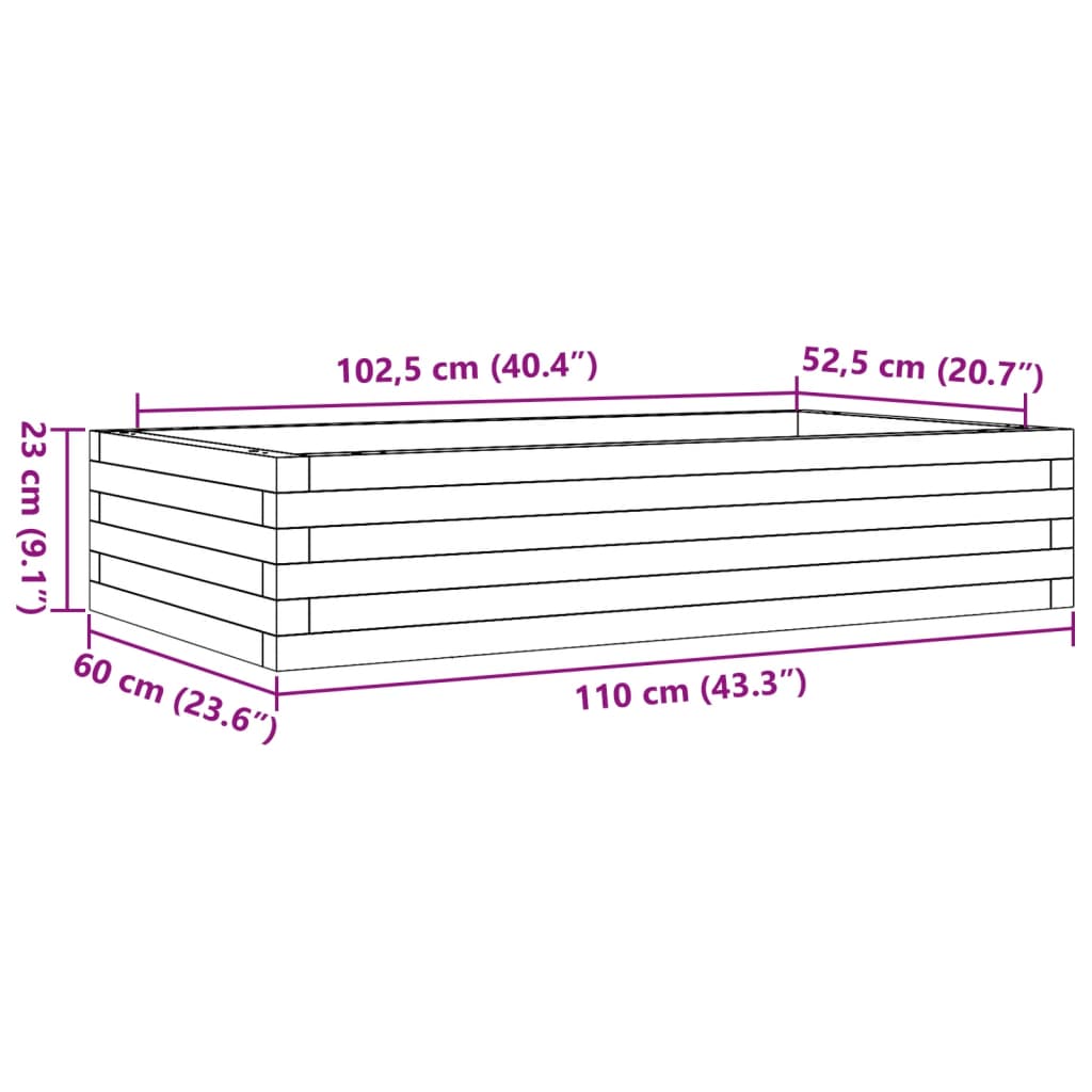 vidaXL Garden Planter Wax Brown 110x60x23 cm Solid Wood Pine