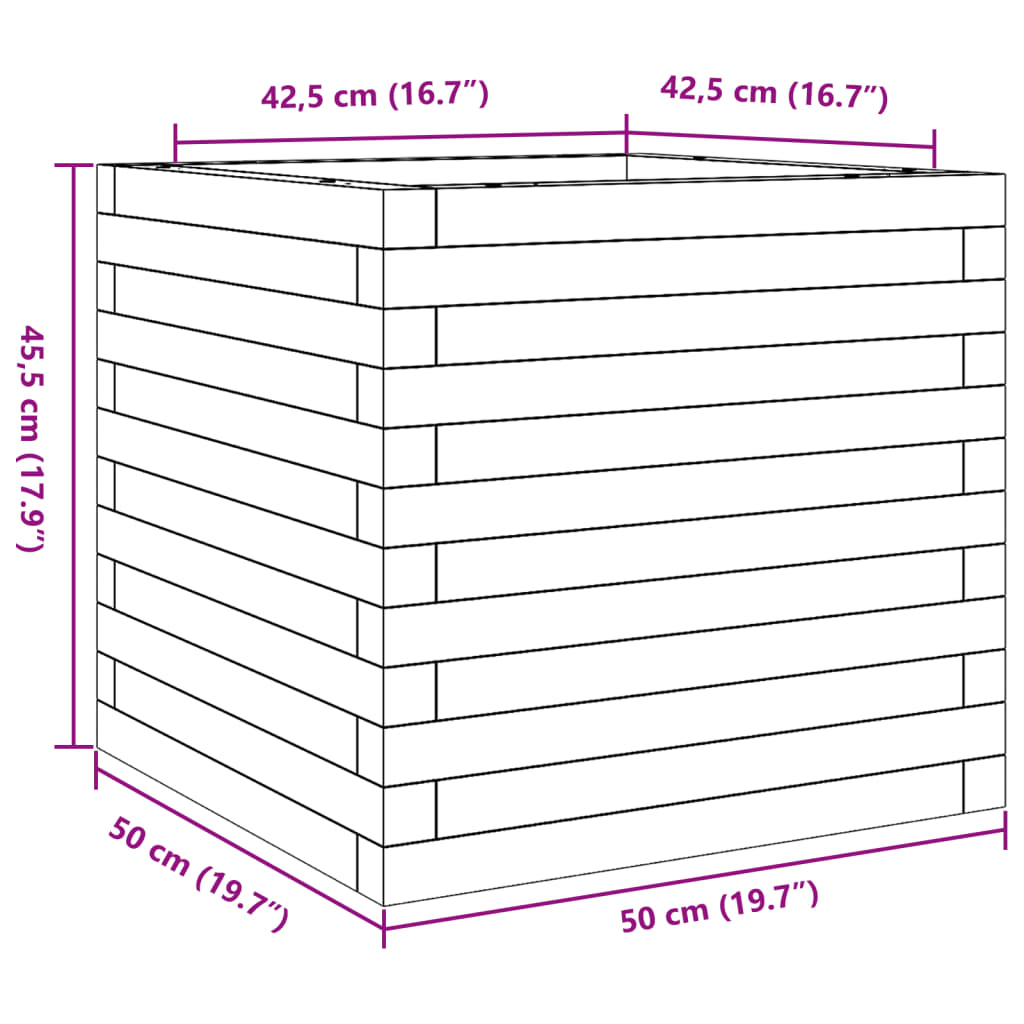 vidaXL Garden Planter 50x50x45.5 cm Solid Wood Douglas