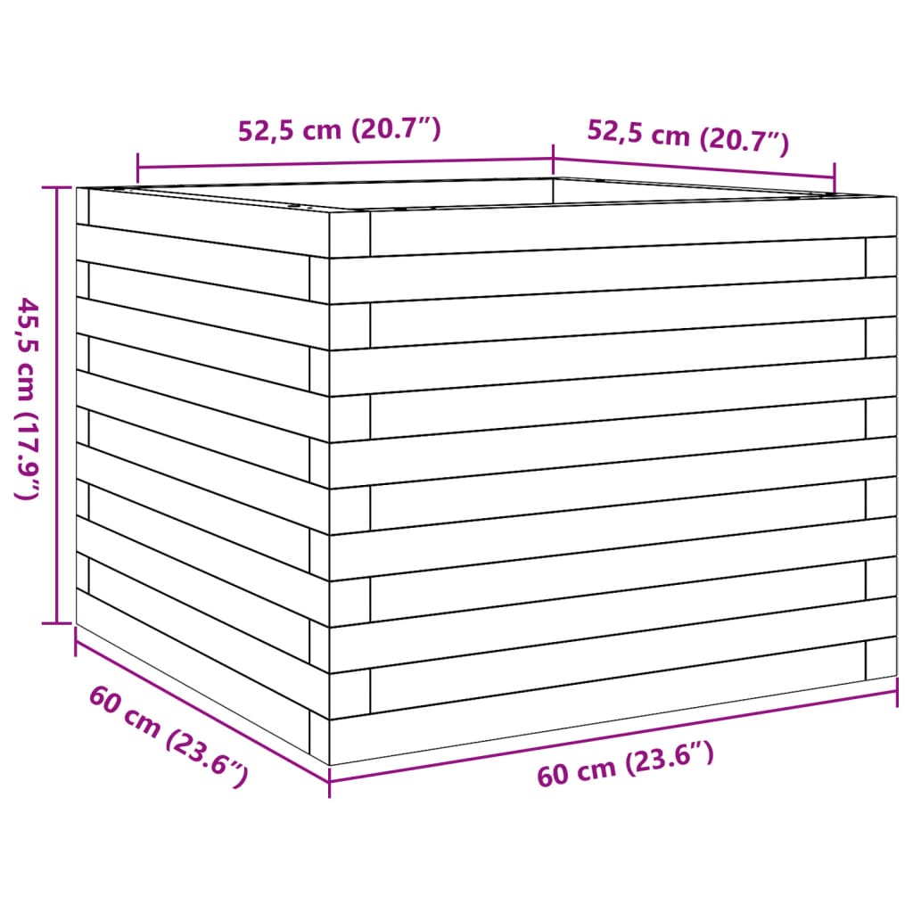 vidaXL Garden Planter White 60x60x45.5 cm Solid Wood Pine