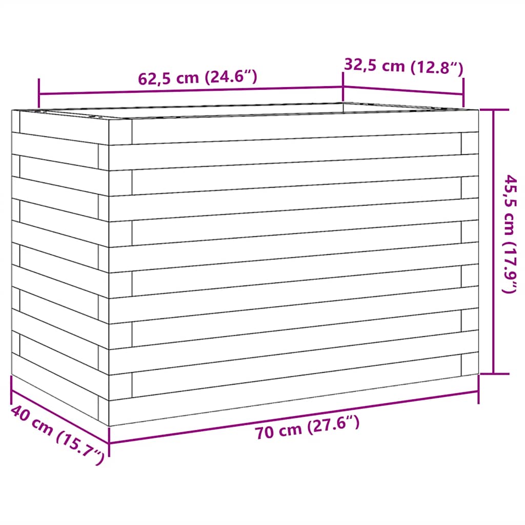 vidaXL Garden Planter Wax Brown 70x40x45,5 cm Solid Wood Pine