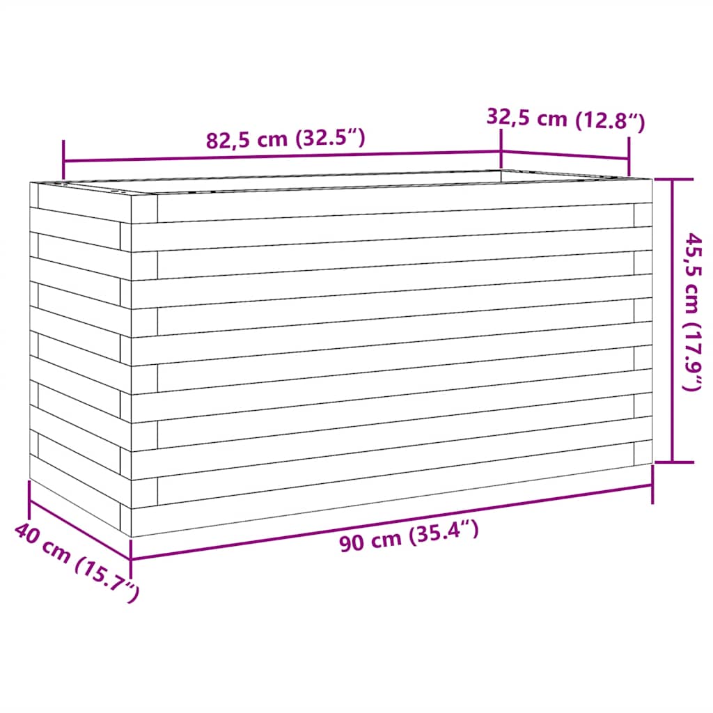 vidaXL Garden Planter White 90x40x45,5 cm Solid Wood Pine