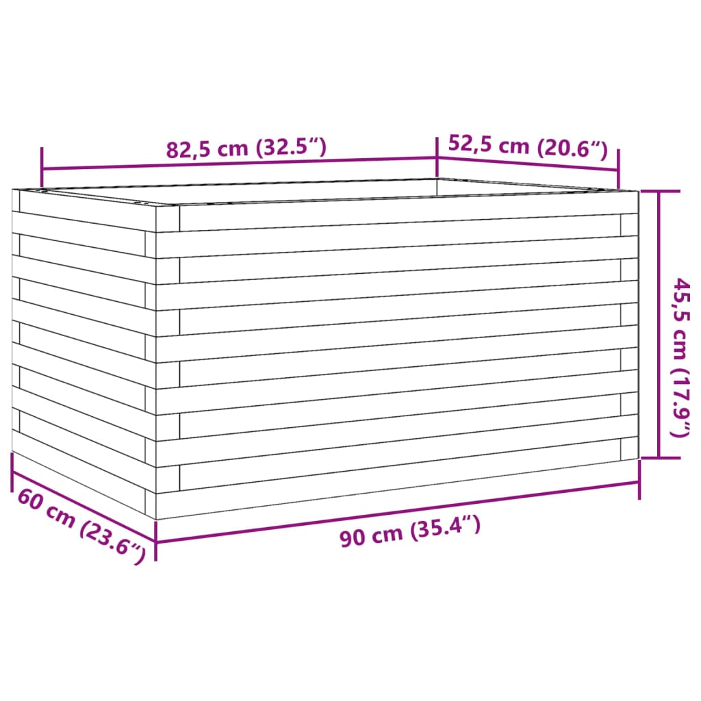 vidaXL Garden Planter White 90x60x45,5 cm Solid Wood Pine