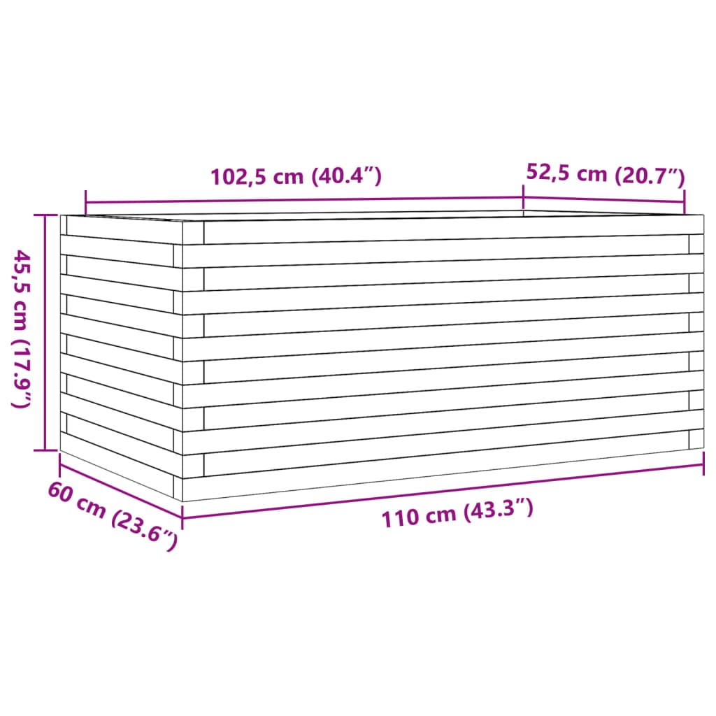 vidaXL Garden Planter White 110x60x45,5 cm Solid Wood Pine