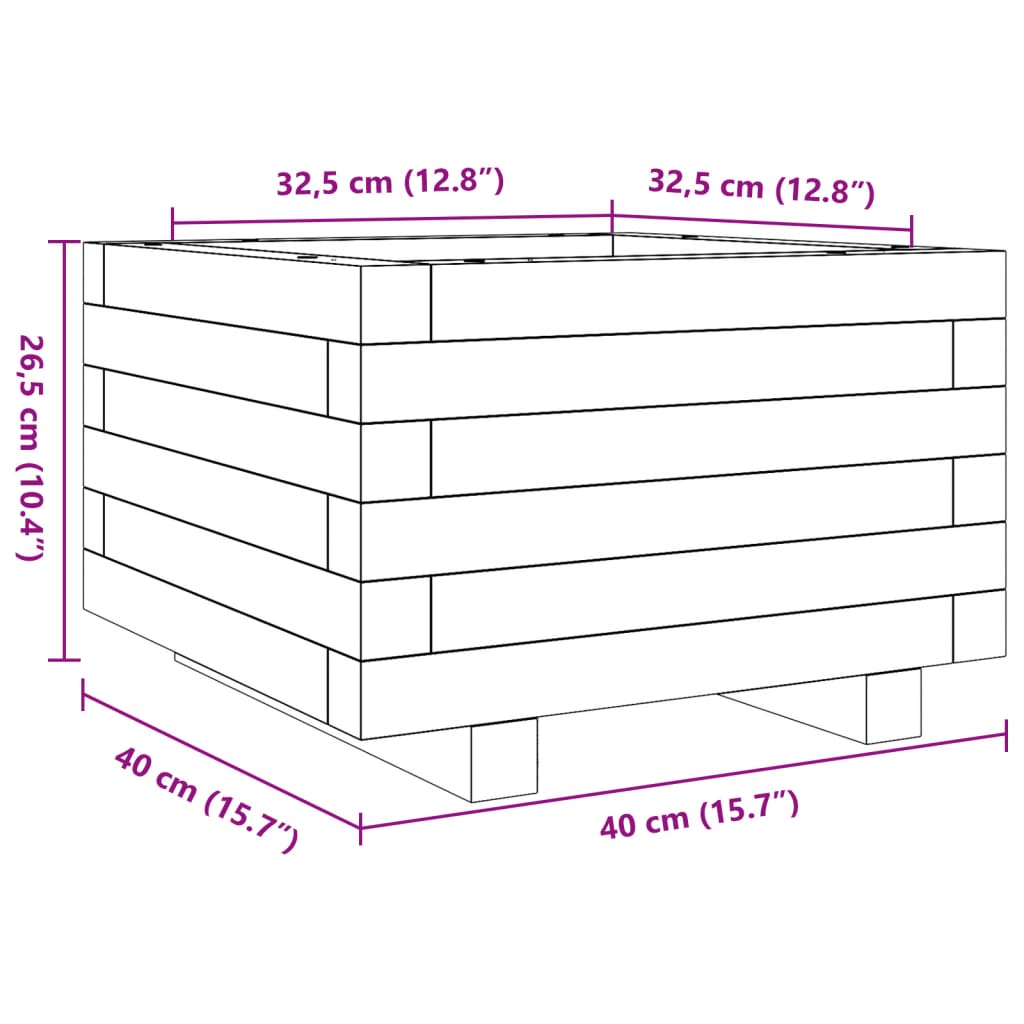 vidaXL Garden Planter Wax Brown 40x40x26,5 cm Solid Wood Pine