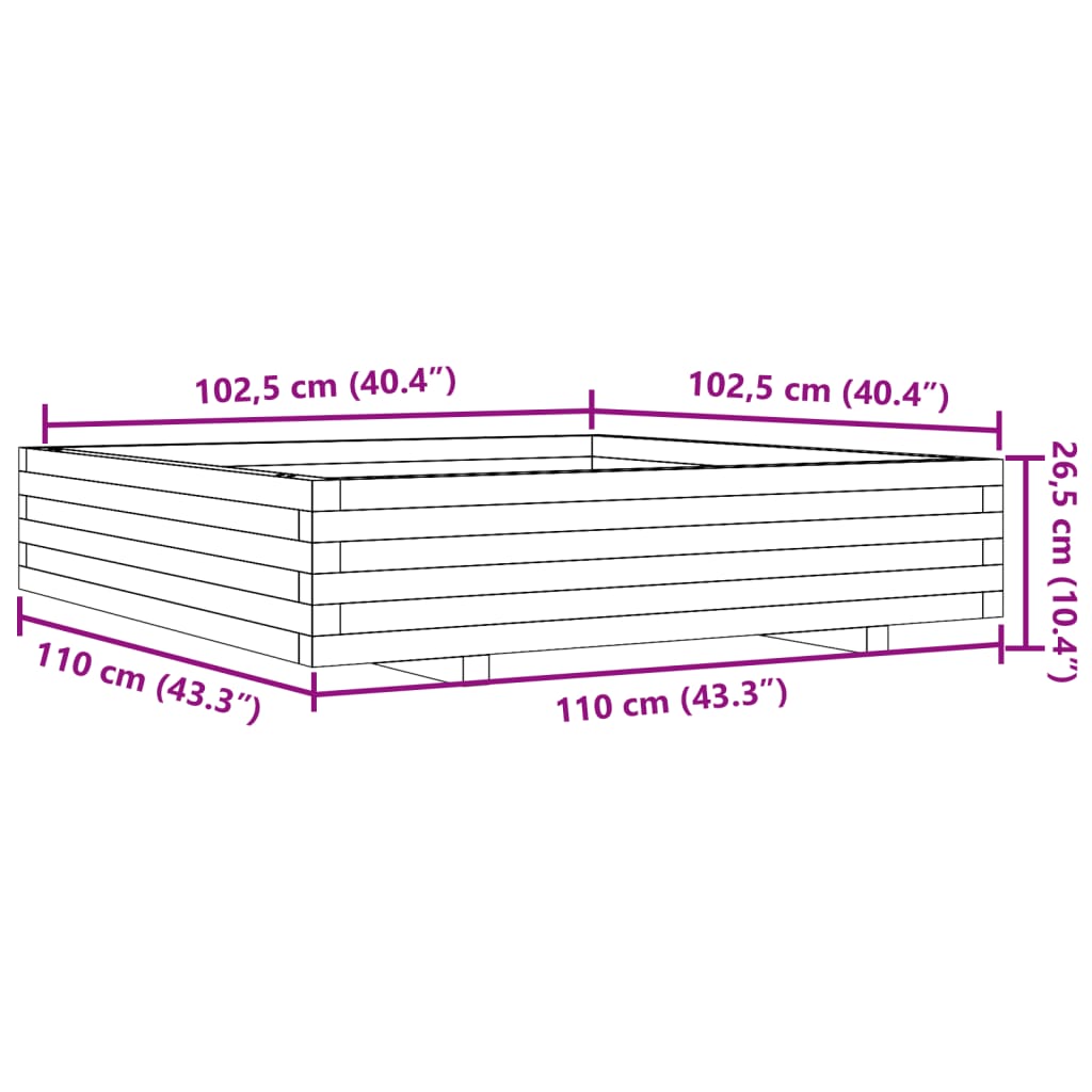 vidaXL Garden Planter 110x110x26,5 cm Impregnated Wood Pine