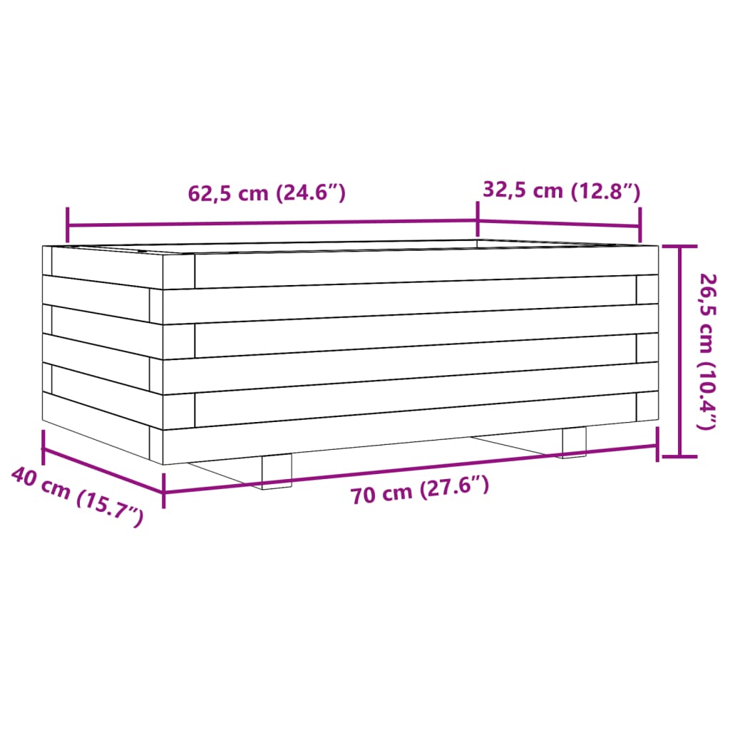 vidaXL Garden Planter Wax Brown 70x40x26,5 cm Solid Wood Pine