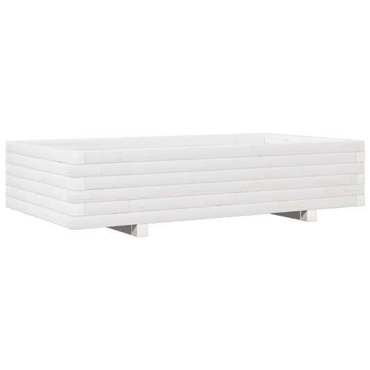 vidaXL Garden Planter White 110x60x26,5 cm Solid Wood Pine