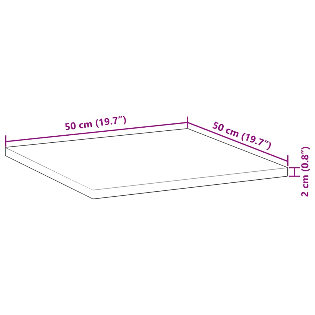 vidaXL Table Top Square 50x50x2 cm Solid Wood Acacia