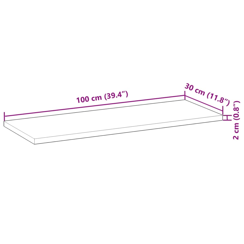 vidaXL Table Top 100x30x2 cm Rectangular Solid Wood Acacia