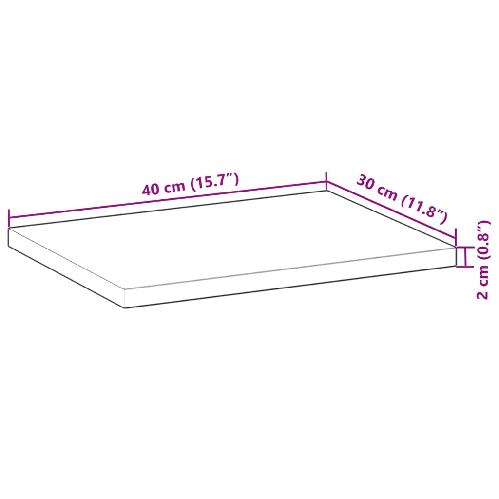 vidaXL Table Top Rectangular 40x30x2 cm Solid Wood Acacia