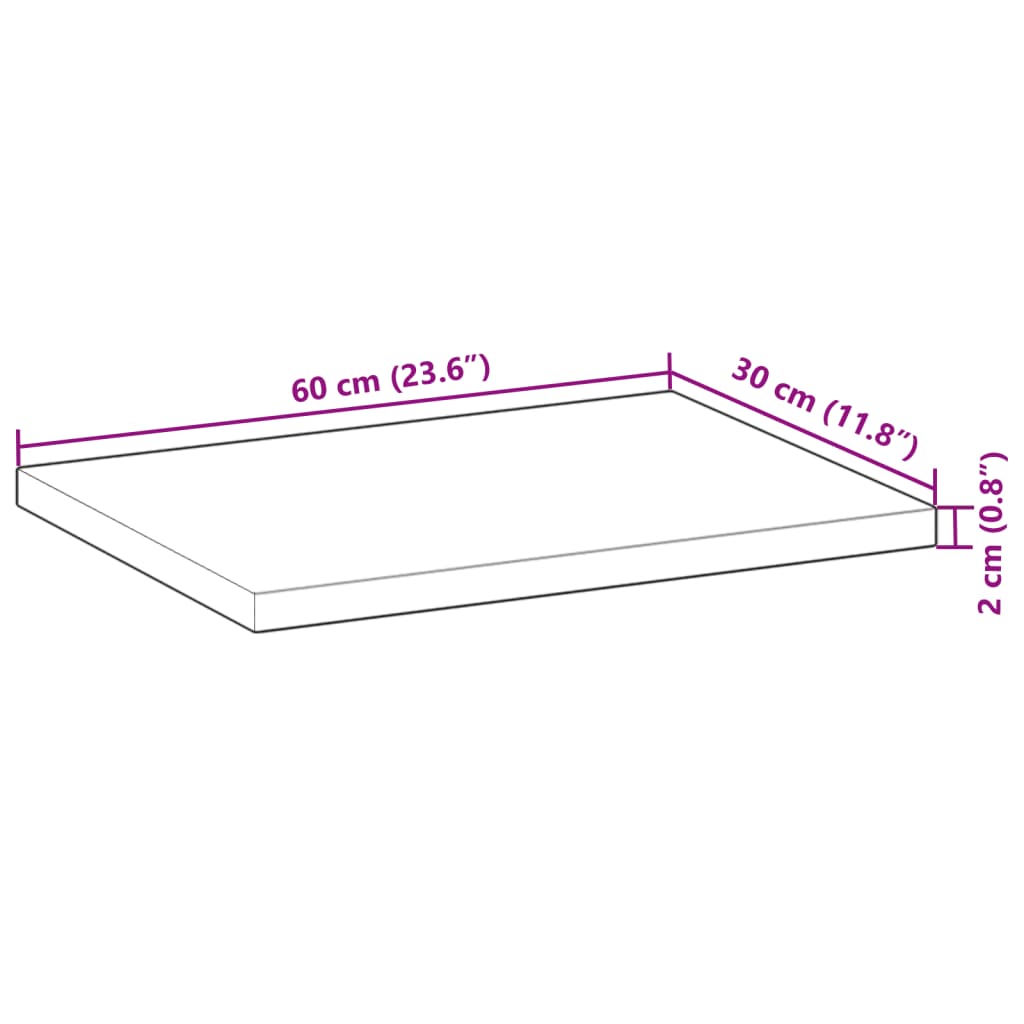 vidaXL Table Top Rectangular 60x30x2 cm Solid Wood Acacia
