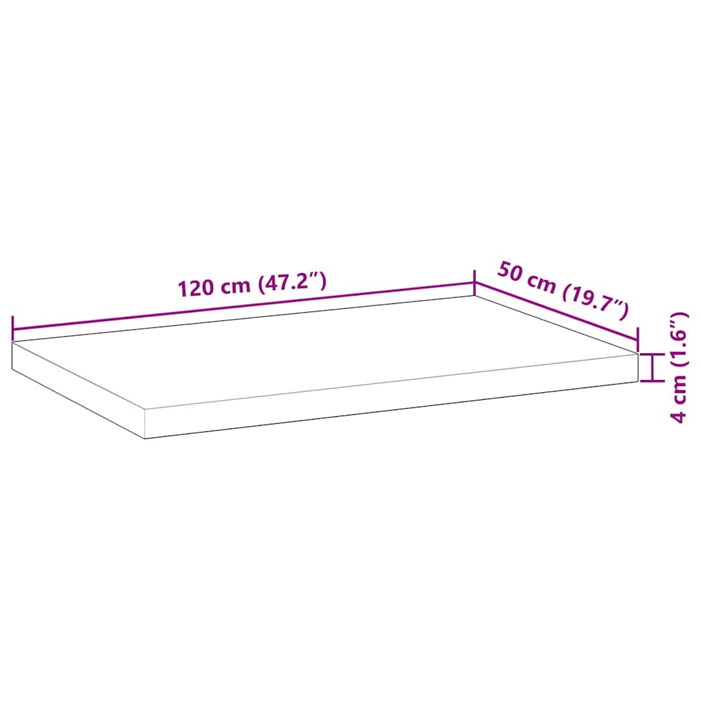 vidaXL Table Top Rectangular 120x50x4 cm Solid Wood Acacia