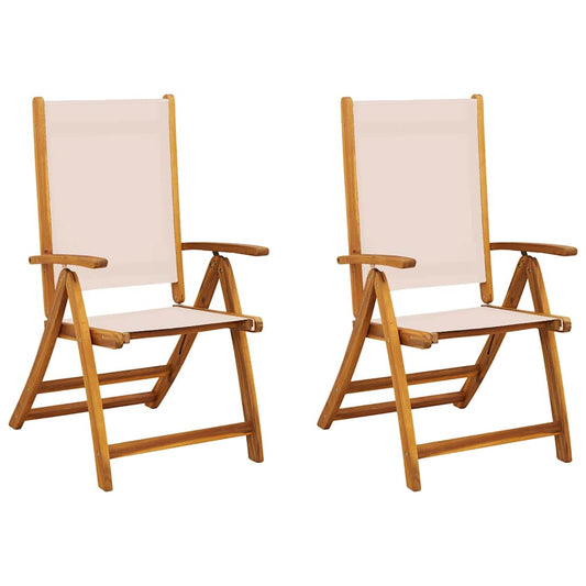 vidaXL Folding Chairs 2 pcs Solid Wood Acacia and Textilene