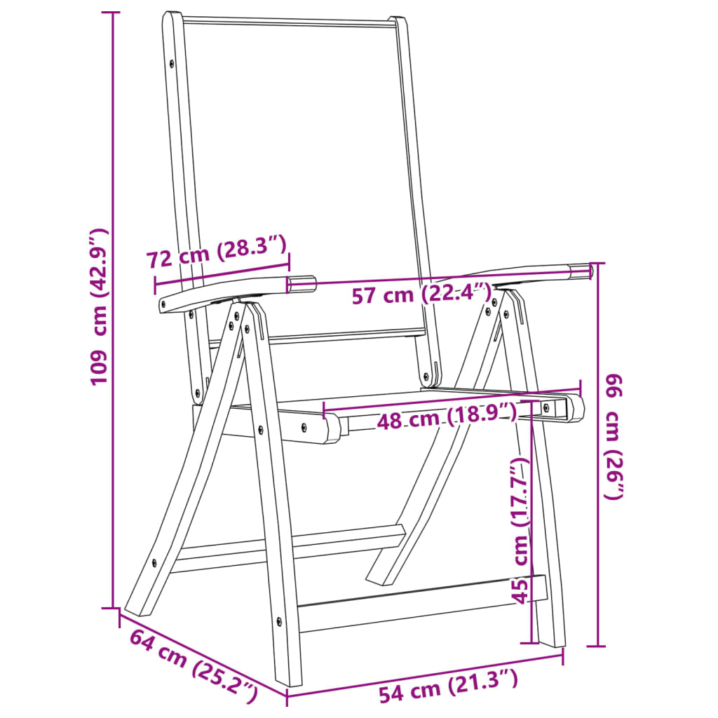 vidaXL Folding Garden Chair | Set of 2 | Cream