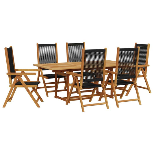 vidaXL Garden Dining Set | Black | Solid acacia wood, Polypropylene | Large