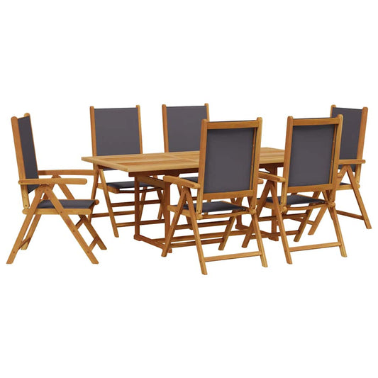 vidaXL 7 Piece Garden Dining Set Anthracite Fabric and Solid Wood