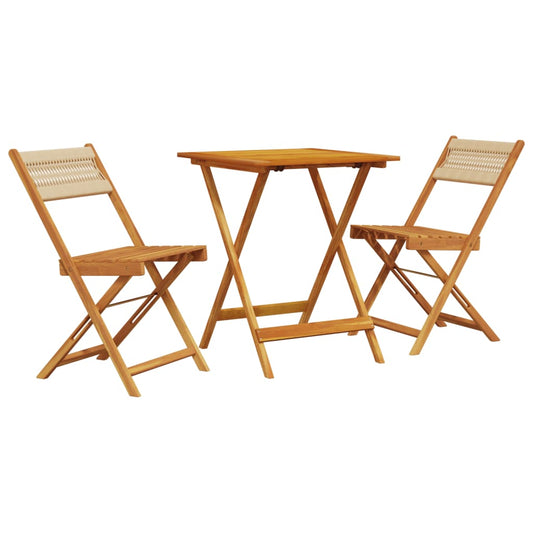 vidaXL Bistro Set | Beige | Solid acacia wood, polypropylene | Compact