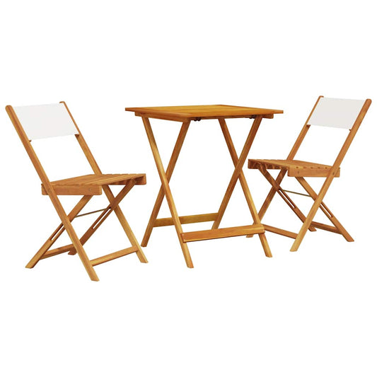 vidaXL 3 Piece Bistro Set Cream White Fabric and Solid Wood