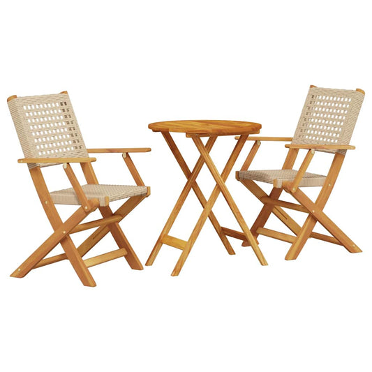 vidaXL Bistro Set | Beige | Solid Acacia wood with an oil finish, PE rattan