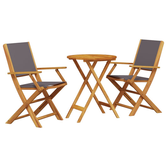 vidaXL Bistro Set | Anthracite | Solid acacia wood, polyester fabric | Small
