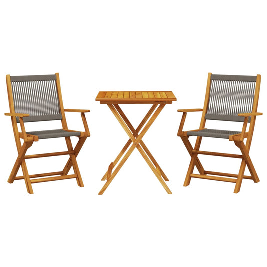 vidaXL Bistro Set | Grey | Solid acacia wood, Polypropylene | Compact