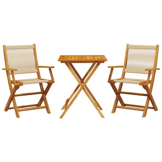 vidaXL Bistro Set | Beige | Solid acacia wood, Polypropylene | Compact