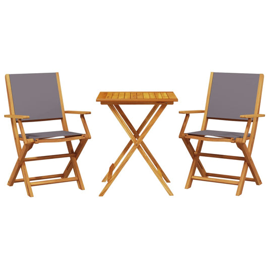 vidaXL Bistro Set | Anthracite | Solid Acacia wood, 100% polyester fabric