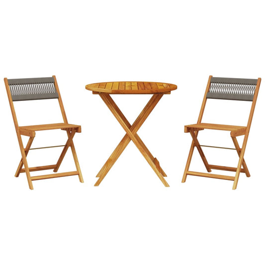 vidaXL Bistro Set | Grey | Solid acacia wood and polypropylene | Medium