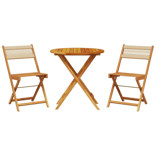 vidaXL Bistro Set | Beige | Solid acacia wood with an oil finish, Polypropylene