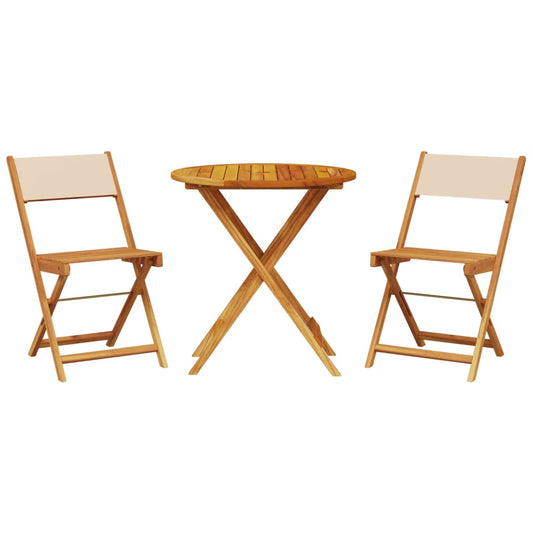 vidaXL Bistro Set | Beige | Solid Acacia wood | Small | Foldable | Bistro Set