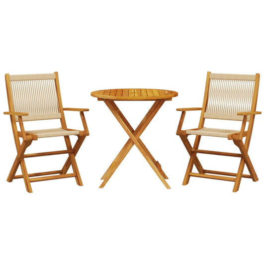 vidaXL Bistro Set | Beige | Solid acacia wood, Polypropylene | Medium | Foldable