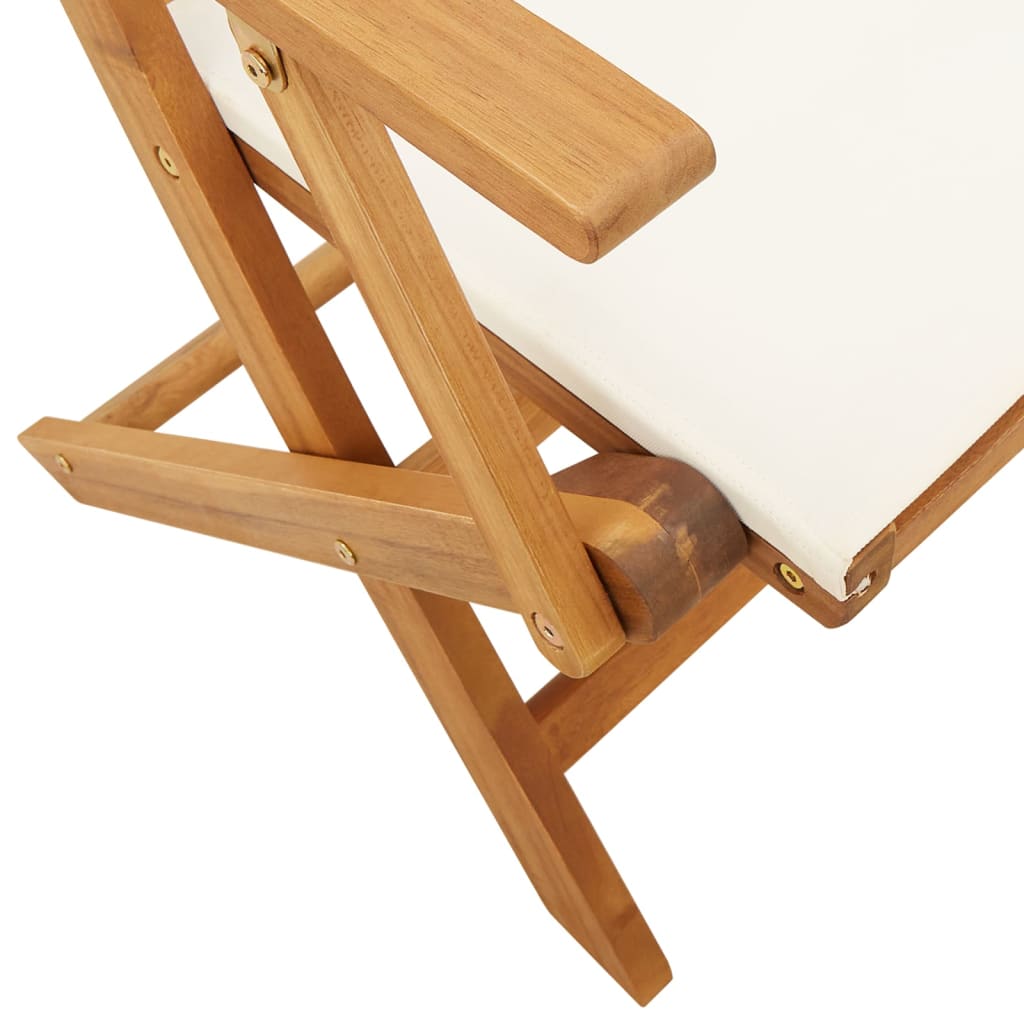 vidaXL Bistro Set | Cream White | Solid acacia wood | Compact | Foldable