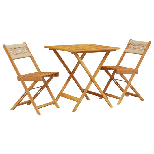 vidaXL Bistro Set | Beige | Solid acacia wood, polypropylene | Small | Foldable