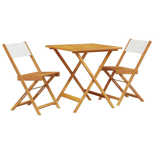 vidaXL Bistro Set | Cream White | Solid acacia wood, Fabric (100% polyester)